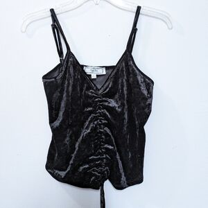 Hippie Rose Tank Top Black Velvet Rushing Adjustable Straps Women's Small